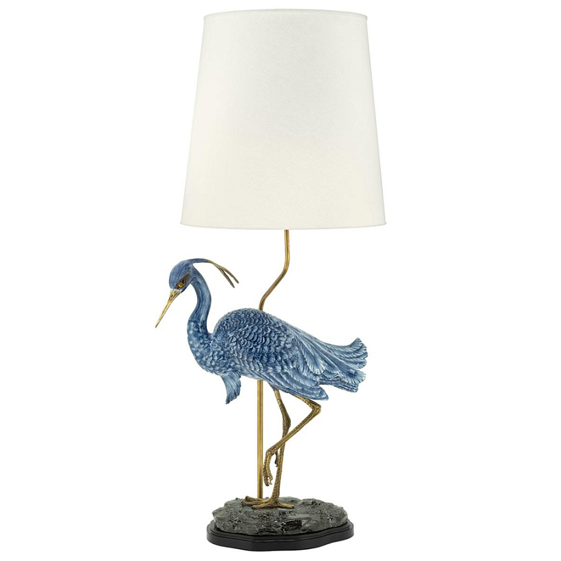 Настольная лампа ABHIKA LAMPTABLE HERON Голубой Золотой в Сочи | Loft Concept 