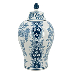 Ваза с крышкой и голубым цветочным рисунком на белом фоне Blue & White Ornament варинант исполнения - 2 | Loft Concept в Сочи
