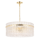 Люстра подвесная круглая с прозрачными рельефными стеклянными вставками и золотым основанием Textured Glass Chandelier варинант исполнения - 1 | Loft Concept в Сочи