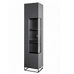 Шкаф-витрина цвета графит с полками и стеклянной дверью Strict Lines варинант исполнения - 1 | Loft Concept в Сочи