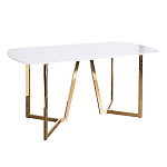 Стол обеденный белый с золотыми глянцевыми ножками Laconic White Table варинант исполнения - 1 | Loft Concept в Сочи