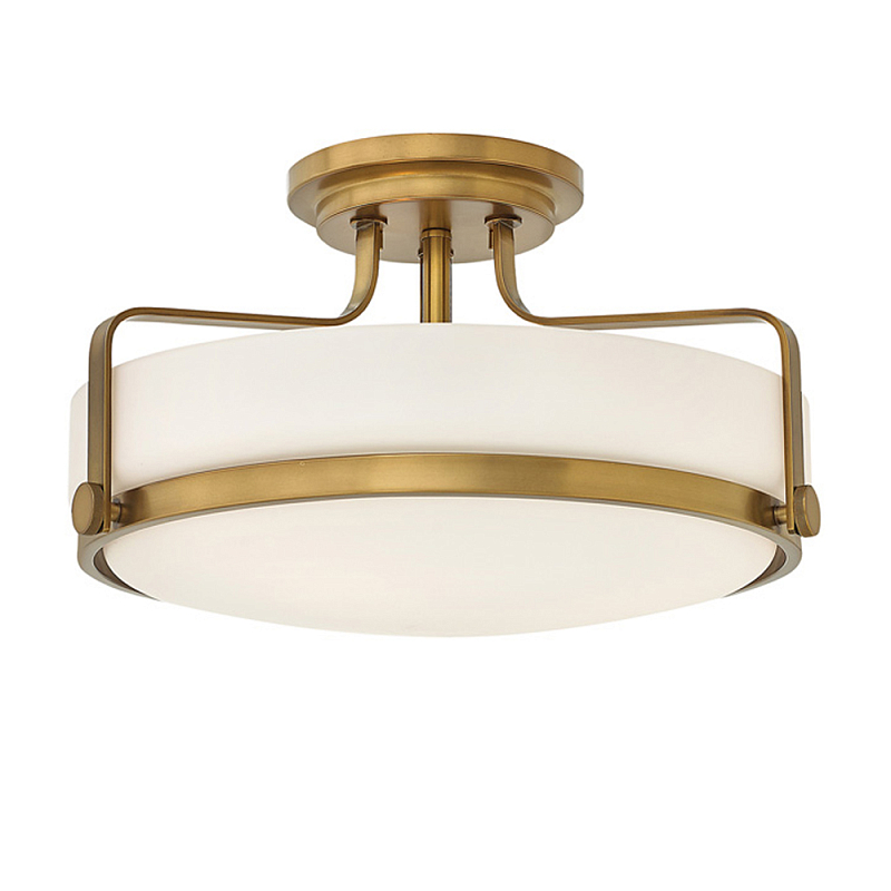 Потолочный светильник с круглым матовым белым плафоном Hinkley Латунь Белый Хром в Сочи | Loft Concept 