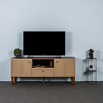 ТВ-тумба бежевая из массива бука с 2-мя дверками и ящиком Wenge Light варинант исполнения - 5 | Loft Concept в Сочи