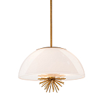 Подвесной светильник золотого цвета с полусферическим опаловым плафоном и декоративным элементом Elstead Lighting варинант исполнения - 1 | Loft Concept в Сочи