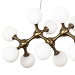 Линейная люстра с плафонами из стеклянных шаров Pearls Suspension Linear Brass Chandelier варинант исполнения - 2 | Loft Concept в Сочи