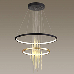 Люстра подвесная с 2-мя круглыми подвесами в черном и золотистом цвете и вертикальными подвесками Ring Horizontal варинант исполнения - 4 | Loft Concept в Сочи