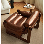 Кресло-диван кожаное на деревянном каркасе Medieval Furniture варинант исполнения - 1 | Loft Concept в Сочи