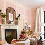 Обои ручная роспись Jharokha Arches Original colourway on pink painted Xuan paper варинант исполнения - 3 | Loft Concept в Сочи