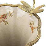 Ваза голубого цвета из фарфора с цветочным рисунком и бронзовой стрекозой Blue Garden варинант исполнения - 1 | Loft Concept в Сочи