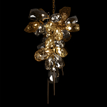 Люстра подвесная вытянутой формы с плафонами из стекла и металла с двумя вертикальными подвесками Gilded Mirage  варинант исполнения - 4 | Loft Concept в Сочи