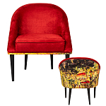 Кресло из натурального бука красное с цветным принтом Impressionism in Art варинант исполнения - 2 | Loft Concept в Сочи