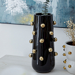 Ваза черная цилиндрическая с глянцевым покрытием и золотыми декоративными элементами Molecule Collection варинант исполнения - 3 | Loft Concept в Сочи