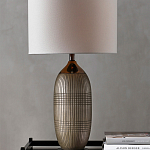 Настольная лампа керамическая с тканевым цилиндрическим абажуром Bullet варинант исполнения - 3 | Loft Concept в Сочи