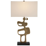 Настольная лампа с фигурным каркасом и прямоугольным тканевым абажуром Brutalist Profile варинант исполнения - 3 | Loft Concept в Сочи