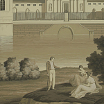 Обои ручная роспись Monuments of Paris Terre Foncée on scenic paper варинант исполнения - 1 | Loft Concept в Сочи