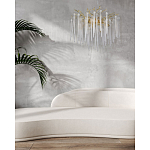 Люстра золотого цвета с декоративными ветками и длинными прозрачными стеклянными подвесами в форме сосулек Droplet Chandelier варинант исполнения - 12 | Loft Concept в Сочи