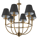 Люстра на металлическом основании бронзового цвета с 6-ю черными конусовидными абажурами Dignity варинант исполнения - 8 | Loft Concept в Сочи