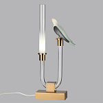 Настольная лампа с прозрачной трубкой и декоративной фигуркой птицы на бронзовой подставке Ganthea варинант исполнения - 3 | Loft Concept в Сочи