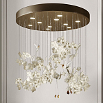 Люстра каскадная с белыми цветами и птицами Takeoff варинант исполнения - 2 | Loft Concept в Сочи
