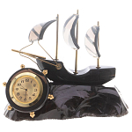 Часы настольные в виде парусника из натурального камня Обсидиан Sailboat Stone Clock варинант исполнения - 4 | Loft Concept в Сочи