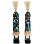 Комплект из 2-х деревянных статуэток Asmat Straw Headdress Statuettes Blue Tattoo варинант исполнения - 4 | Loft Concept в Сочи