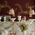 Обои с вышивкой ручной работы Fyodor Original colourway on Merlot linen варинант исполнения - 4 | Loft Concept в Сочи