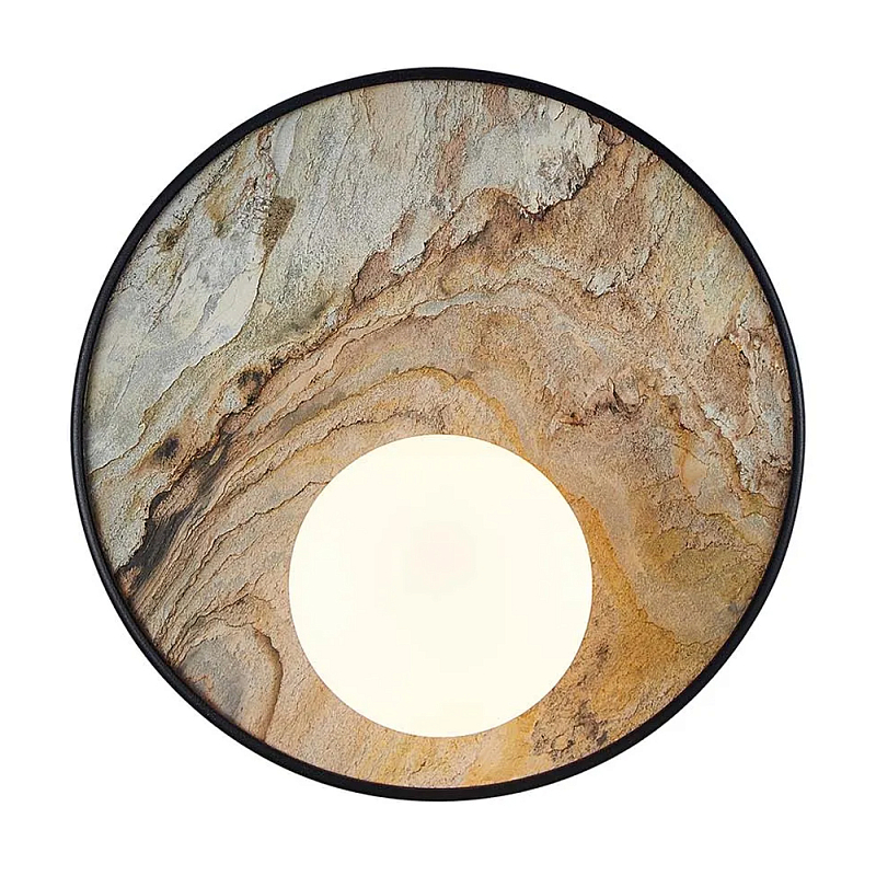 Бра круглое с каменным диском в металлической раме Sandstone Painting  в Сочи | Loft Concept 