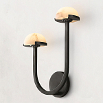 Бра с 2-мя мраморными плафонами на черном корпусе Light Warm Light варинант исполнения - 1 | Loft Concept в Сочи