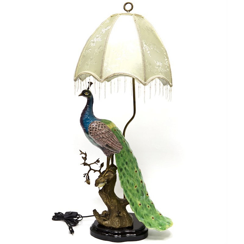 Настольная лампа Peacock Lamp Белый Зеленый Синий Бронза в Сочи | Loft Concept 