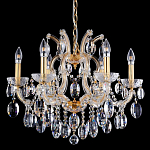 Люстра подвесная с 6-ю лампочками и прозрачными хрустальными подвесками на основании золотого цвета Crystal lamps варинант исполнения - 2 | Loft Concept в Сочи