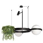 Подвесной светильник с 2-мя шарообразными плафонами и цилиндрическим спотом Light of Еyes варинант исполнения - 2 | Loft Concept в Сочи