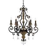 Люстра с подвесками из прозрачного стекла на кованом каркасе бронзового цвета в классическом стиле Quoizel варинант исполнения - 5 | Loft Concept в Сочи