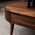 Кофейный стол овальный из дерева с 2-мя ящиками Coffee Walnut Table варинант исполнения - 5 | Loft Concept в Сочи