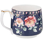 Кружка фарфоровая синяя с цветочным принтом 470 мл Flower Porcelain Collection варинант исполнения - 1 | Loft Concept в Сочи