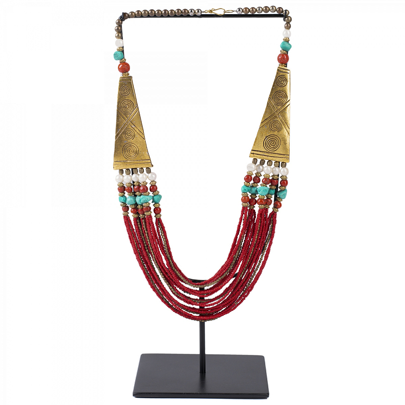 Ожерелье на подставке NECKLACE RED AND BRASS Латунь Красный в Сочи | Loft Concept 