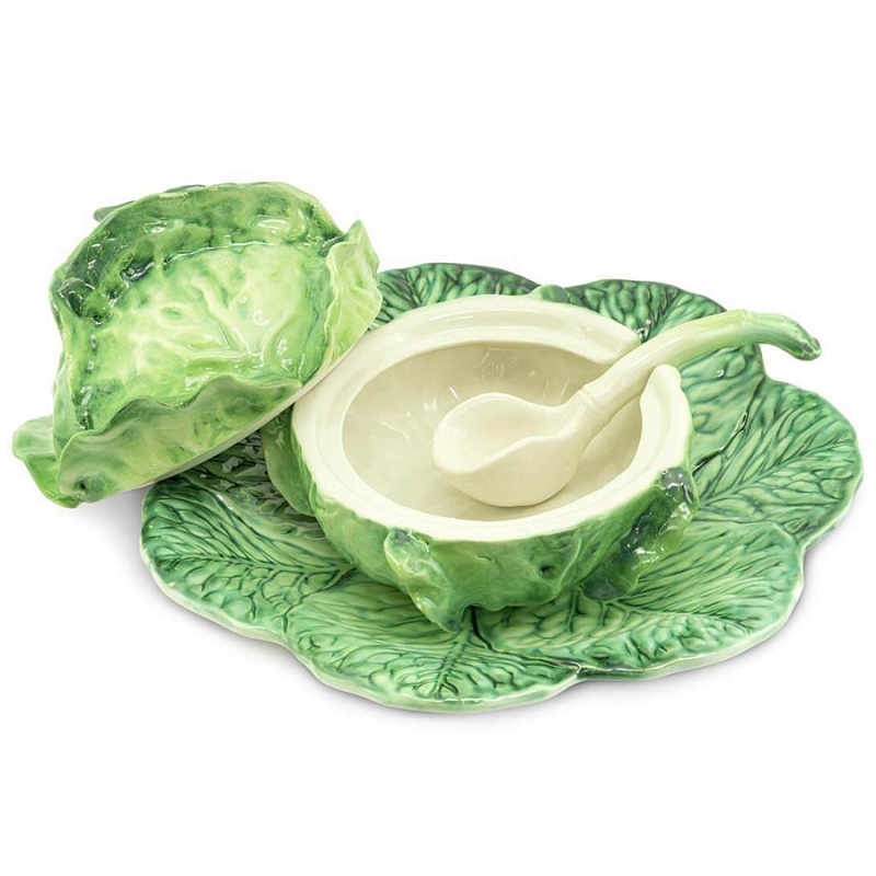 Супница SOUP BOWL CABBAGE W/PLATE  D20 Зеленый в Сочи | Loft Concept 