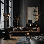 Торшер с металлическим основанием бронзового цвета с черными конусовидными абажурами Dignity варинант исполнения - 5 | Loft Concept в Сочи