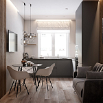 Серый матовый кухонный гарнитур с фасадом под дерево Vincens Kitchen Set варинант исполнения - 2 | Loft Concept в Сочи