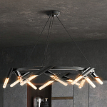 Люстра круглая с трубчатыми лампочками Vanguard Circle варинант исполнения - 3 | Loft Concept в Сочи