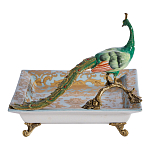 Блюдо квадратное с павлином на бронзовых ножках Eden Garden варинант исполнения - 3 | Loft Concept в Сочи