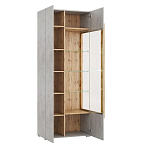 Шкаф-витрина с фасадом цвета серый бетон и стеклянными дверками Grace of Furniture варинант исполнения - 3 | Loft Concept в Сочи