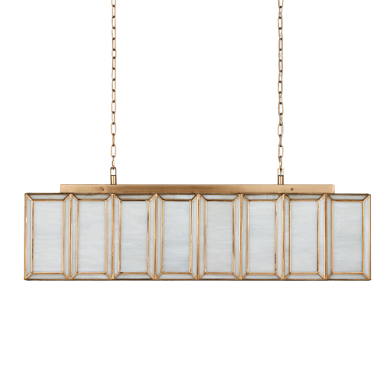 Люстра прямоугольная с каркасом золотого цвета Soft Glow Lamps Золотой Молочный в Сочи | Loft Concept 