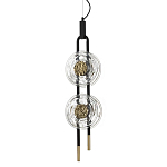Подвесной светильник с 2-мя прозрачными стеклянными плафонами и золотистыми центральными вставками Virelia  варинант исполнения - 1 | Loft Concept в Сочи