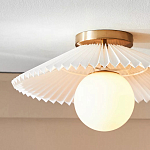 Потолочный светильник с белым плиссированным абажуром Headquarters варинант исполнения - 2 | Loft Concept в Сочи