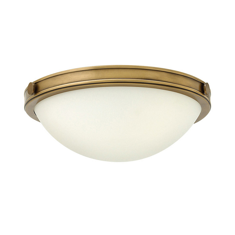 Потолочный светильник цвета латунь с полусферическим матовым белым плафоном Hinkley Латунь Белый в Сочи | Loft Concept 