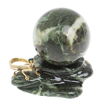 Шар с декором в виде бронзовой ящерицы на подставке из натурального камня Змеевик Natural Stone Spheres 4.5 см варинант исполнения - 1 | Loft Concept в Сочи