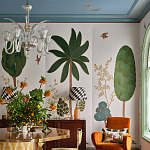 Обои с вышивкой ручной работы Mughal Trees Original colourway on linen варинант исполнения - 5 | Loft Concept в Сочи