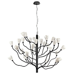Люстра подвесная черного цвета с ветвями и белыми фарфоровыми цветами Floralis варинант исполнения - 10 | Loft Concept в Сочи