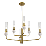 Люстра с 6-ю плафонами в форме стеклянных трубок и мраморных декоративных элементов Montreal варинант исполнения - 4 | Loft Concept в Сочи