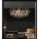 Люстра черная с прозрачными стеклянными подвесками в форме капель FAIRYTREE Light варинант исполнения - 5 | Loft Concept в Сочи